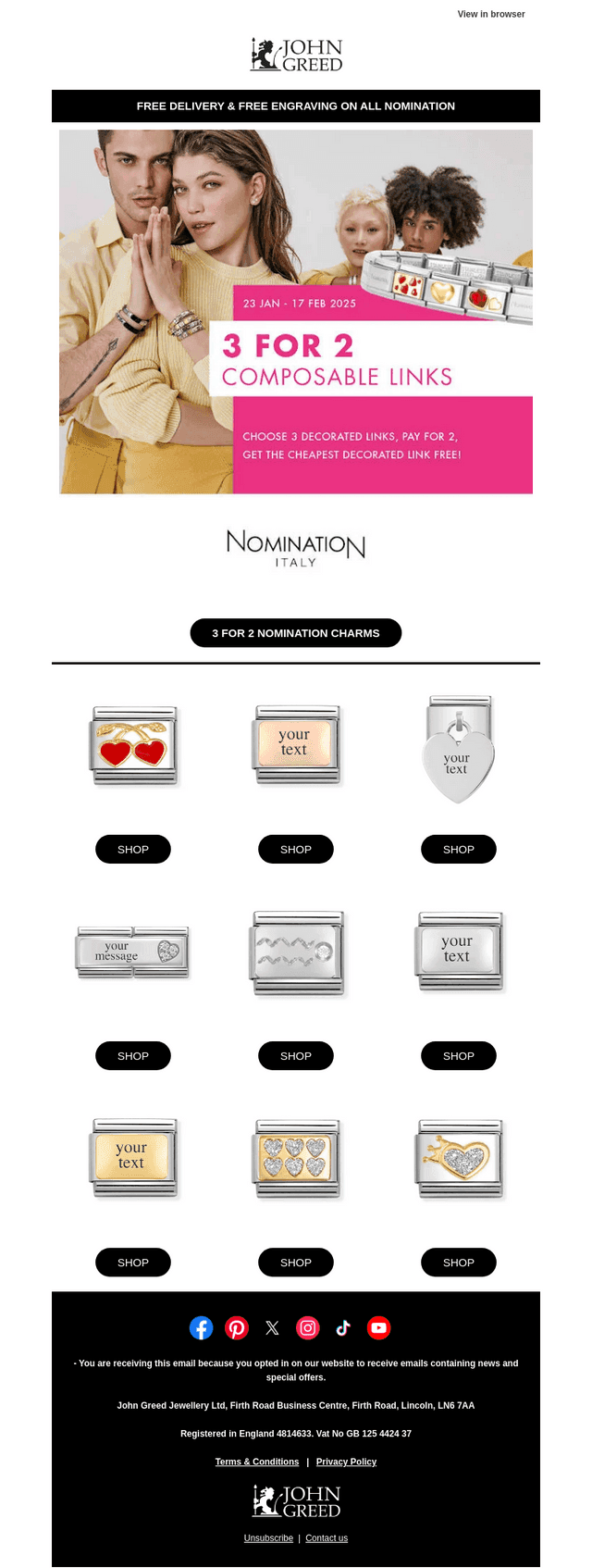 3 FOR 2 ON NOMINATION CHARMS ❤️