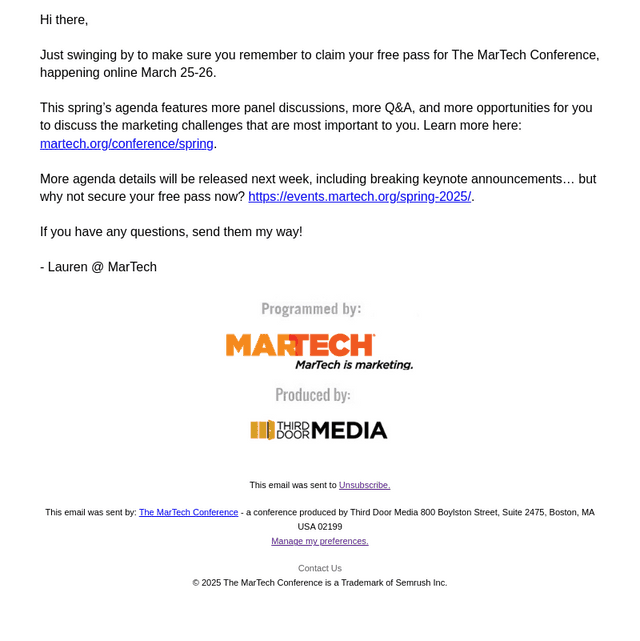 Claim your free MarTech pass