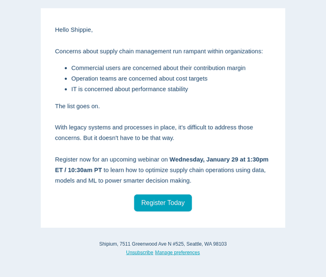 Shipium email from Thu, Jan 23, 2025