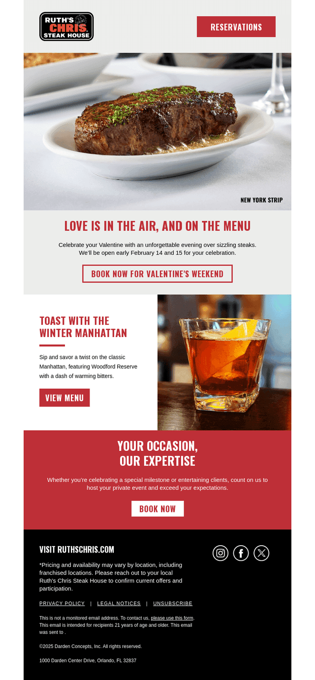 Ruth's Chris email from Thu, Jan 23, 2025