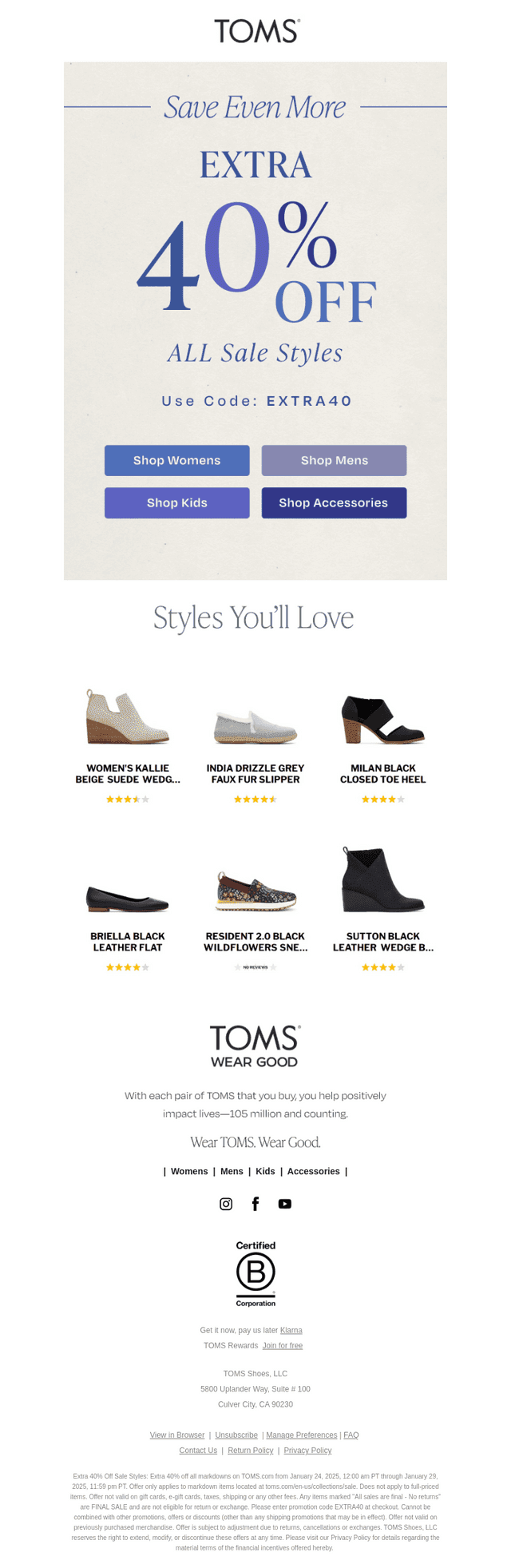 Starting Now! Extra 40% Off All Sale Styles