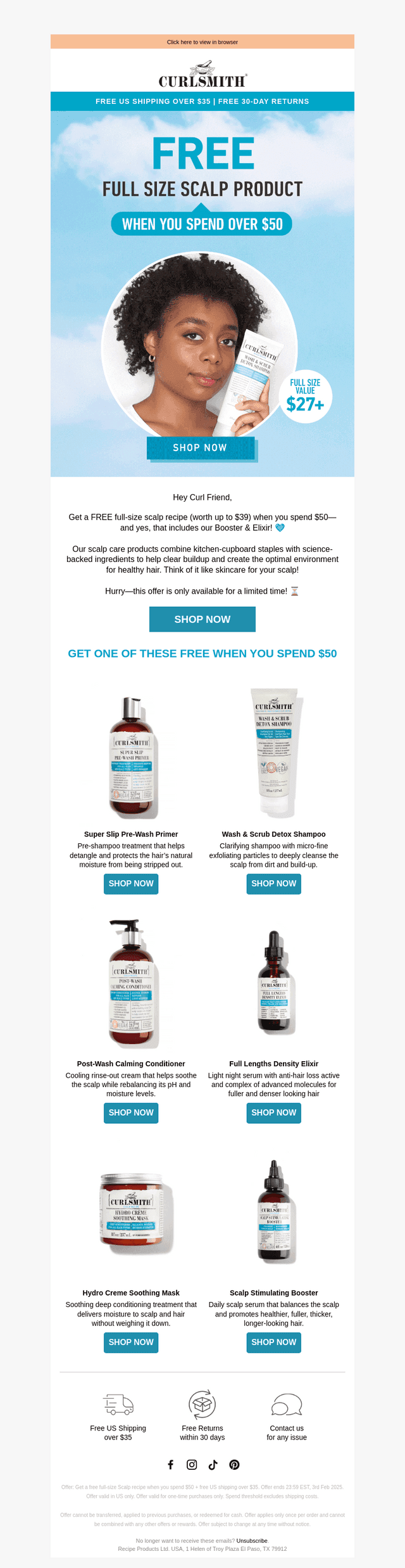 Curlsmith USA email from Fri, Jan 24, 2025