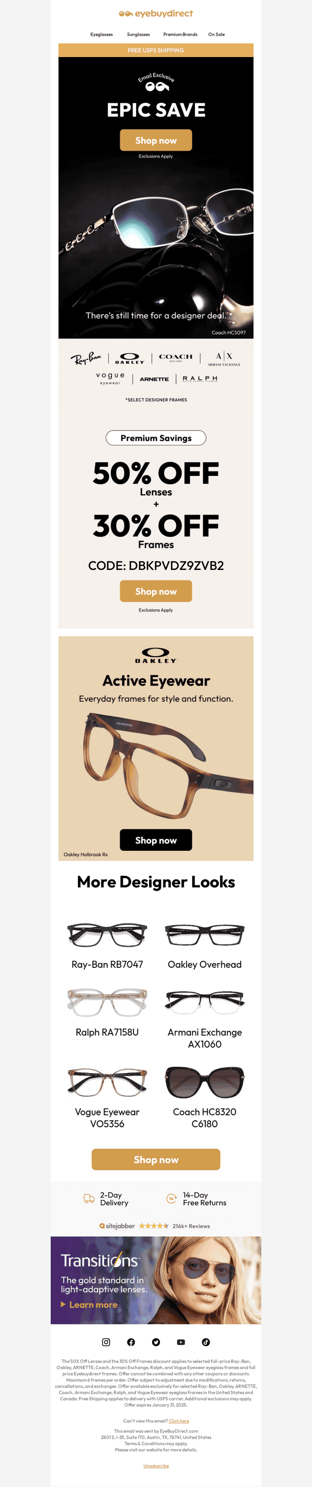 Quick, 50% Off Lenses + 30% Off Designer Frames ⚡🕶️