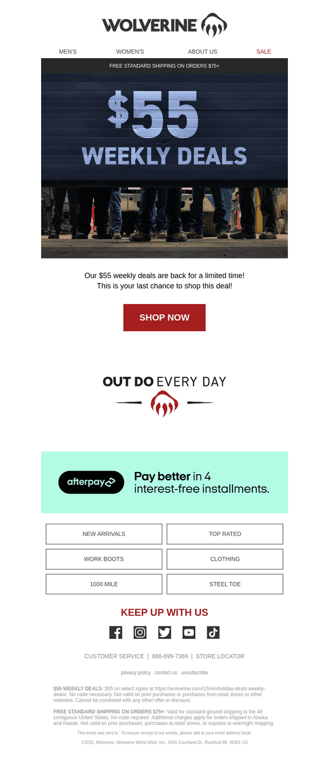LAST CHANCE! $55 Weekly Deals
