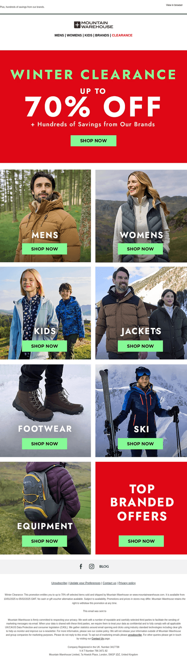 Winter Clearance up to 70% Off