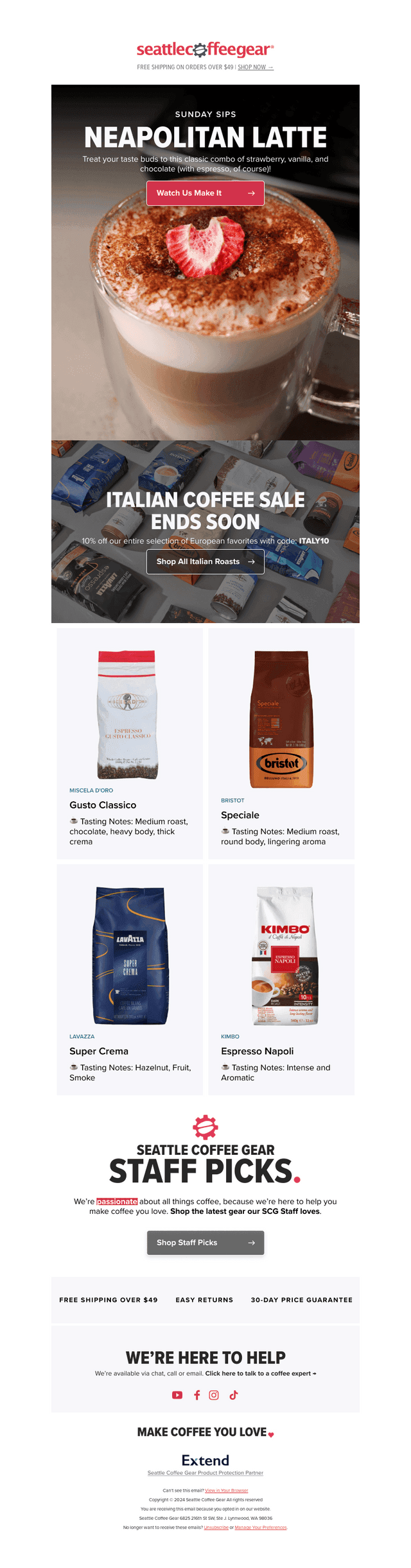 Seattle Coffee Gear email from Sun, Jan 26, 2025