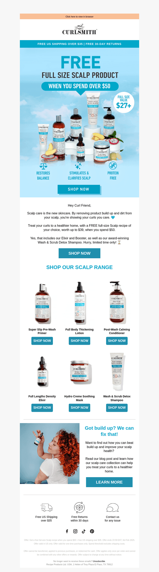 Curlsmith USA email from Sun, Jan 26, 2025