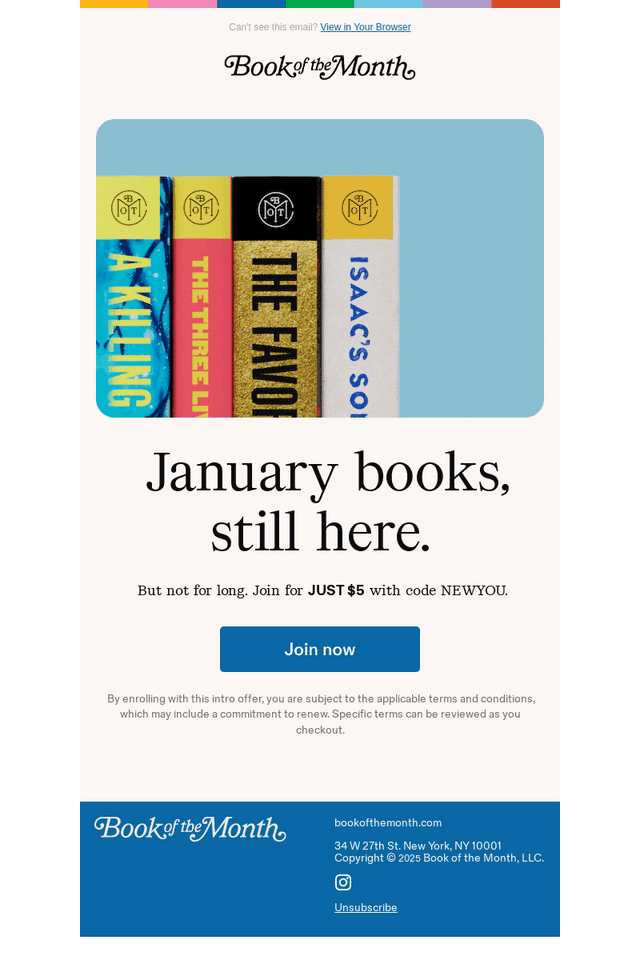 Final call for January books.