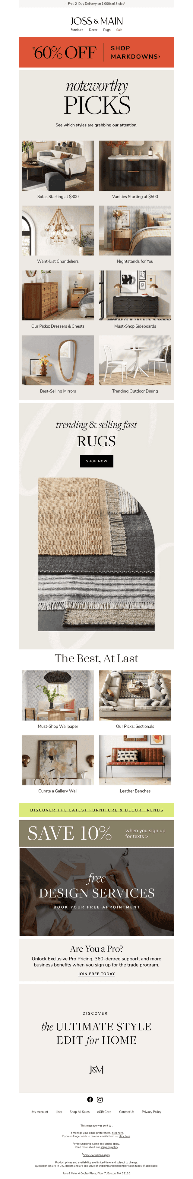 // Style stars: sofas starting at $800 //
