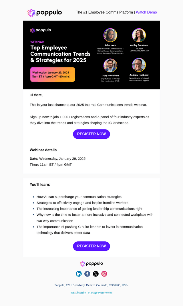 poppulo email from Mon, Jan 27, 2025