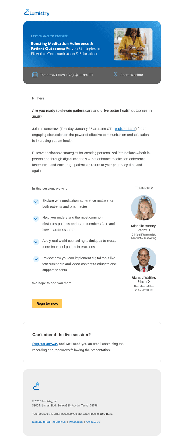 [Tomorrow's Webinar] Boosting Medication Adherence