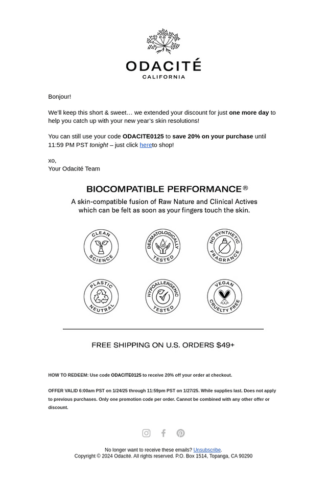 Odacité email from Mon, Jan 27, 2025