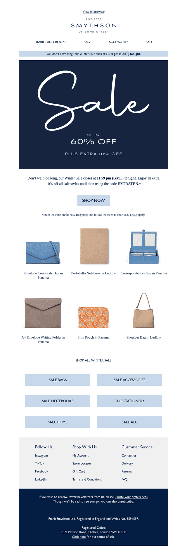 Extra 10% off sale ends tonight