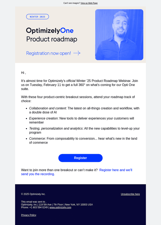 Optimizely email from Wed, Jan 29, 2025