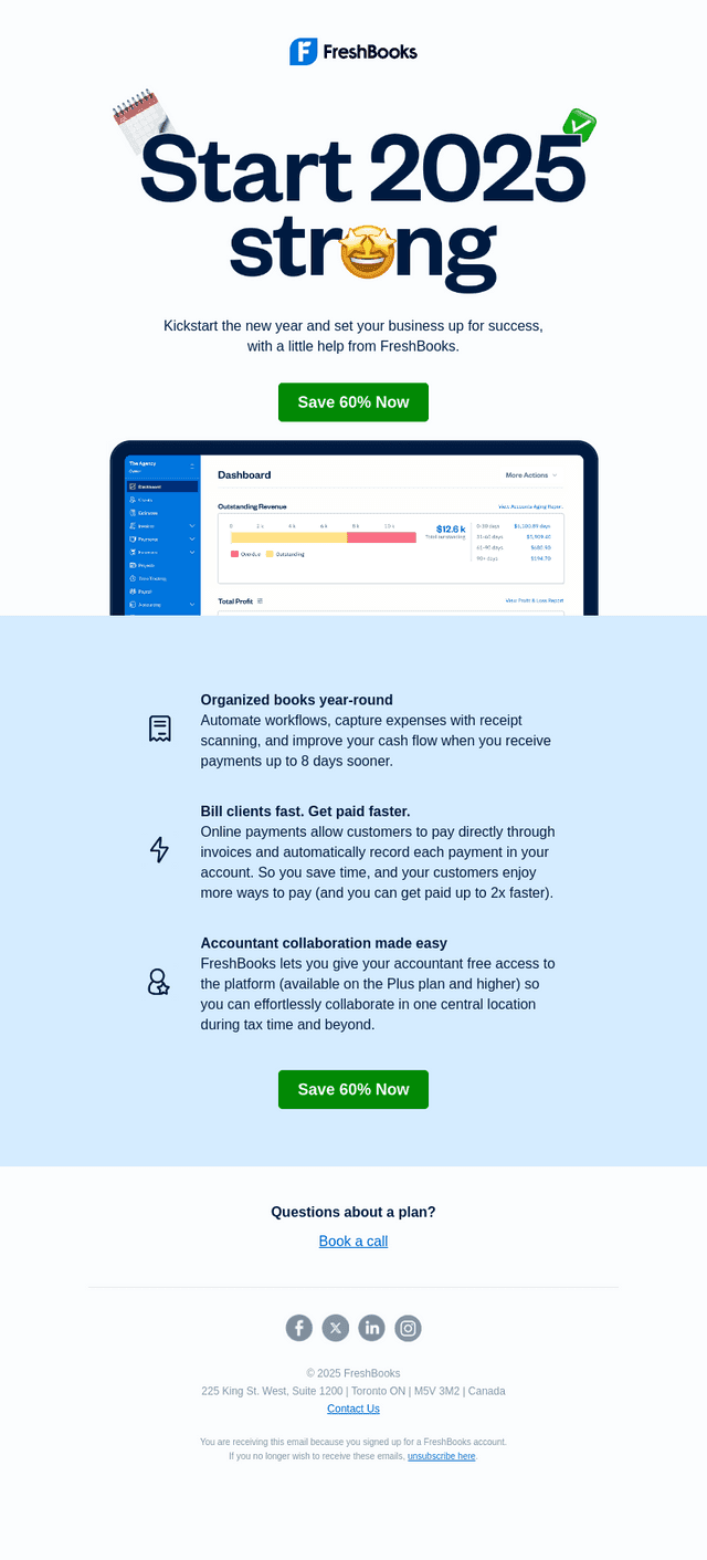 FreshBooks email from Wed, Jan 29, 2025
