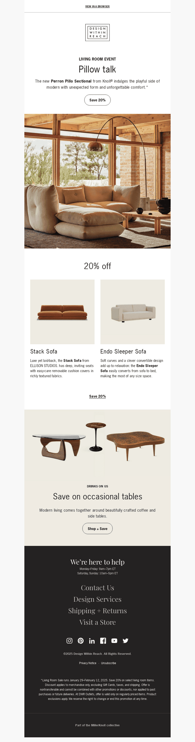20% off the Perron Pillo Sofa from Knoll