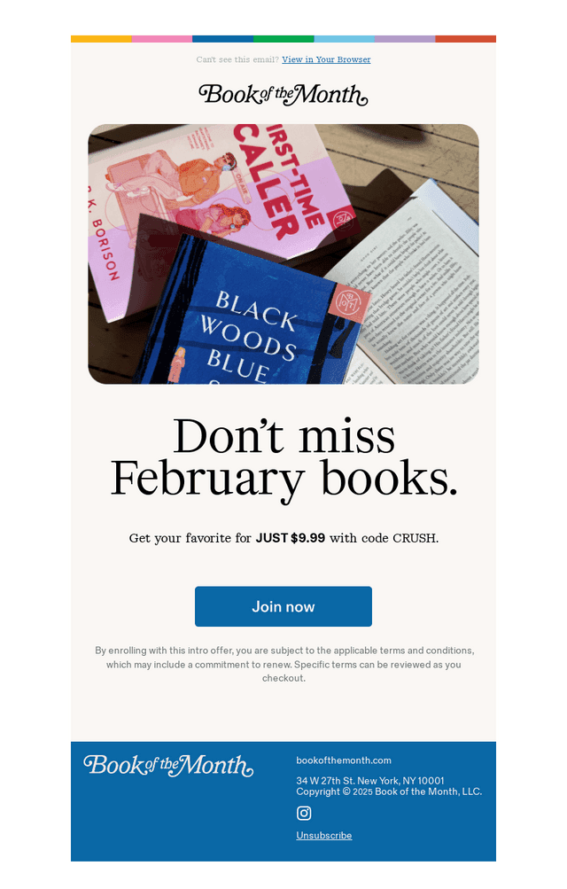 Reminder: February books.