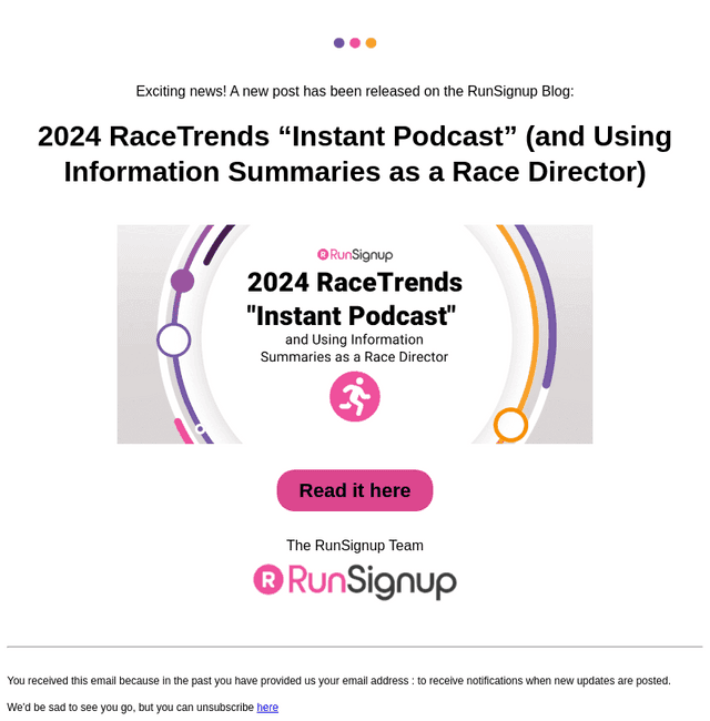 RunSignUp email from Thu, Jan 30, 2025