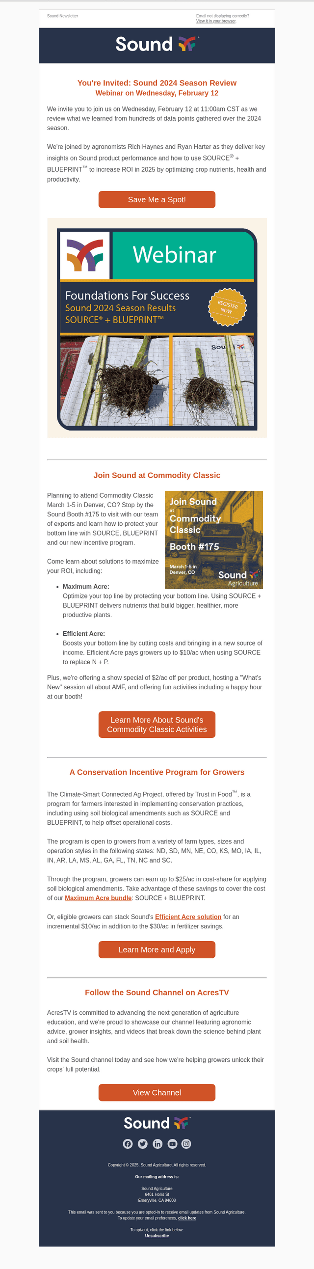 Sound Agriculture email from Thu, Jan 30, 2025