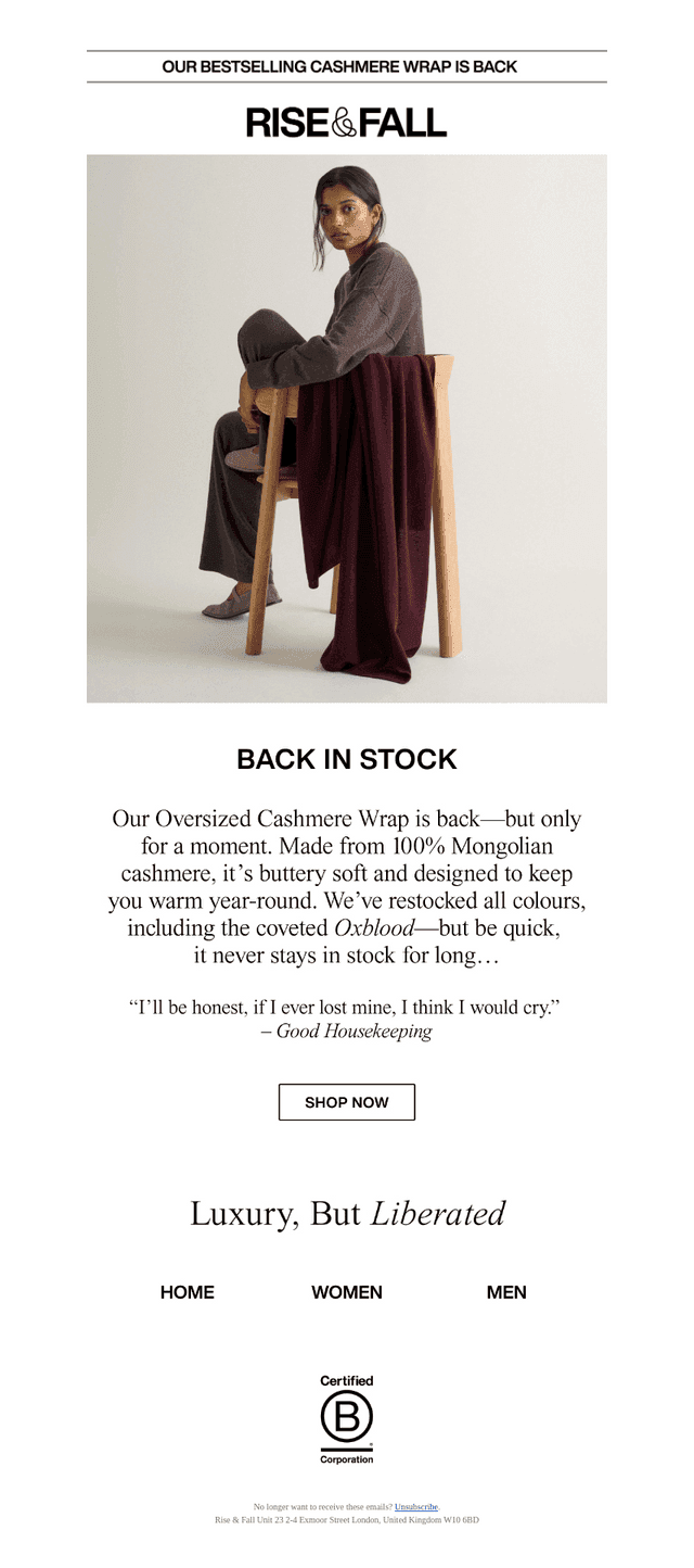 Back in stock: The Cashmere Wrap
