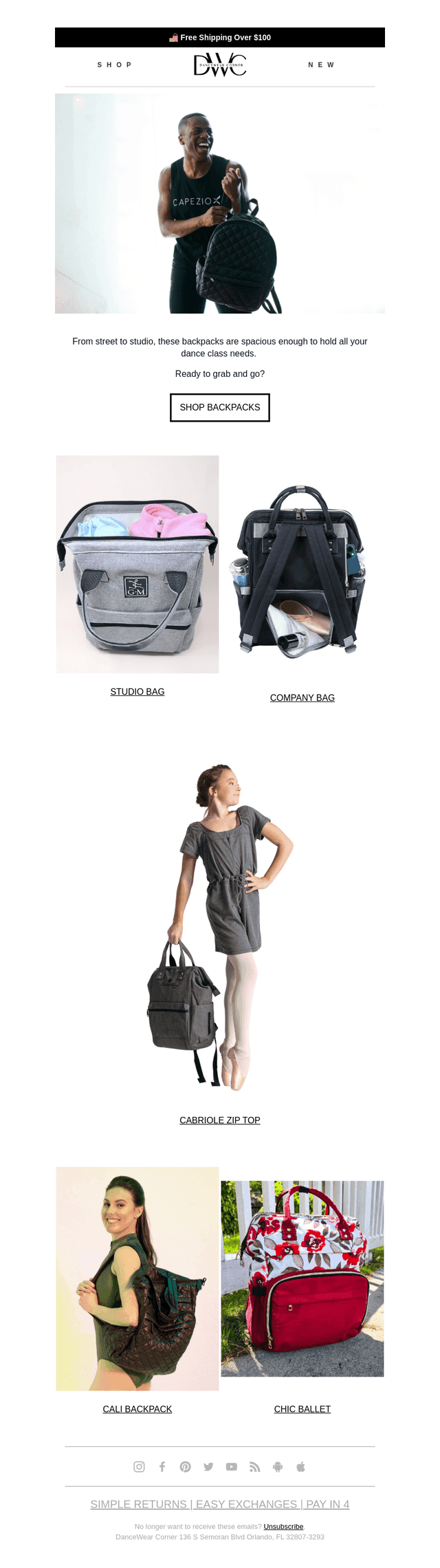 Backpacks made for Dancers