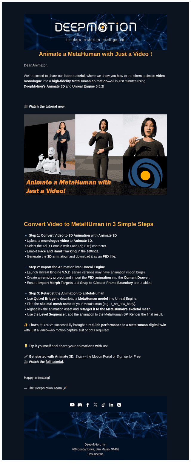 DeepMotion email from Sat, Feb 1, 2025