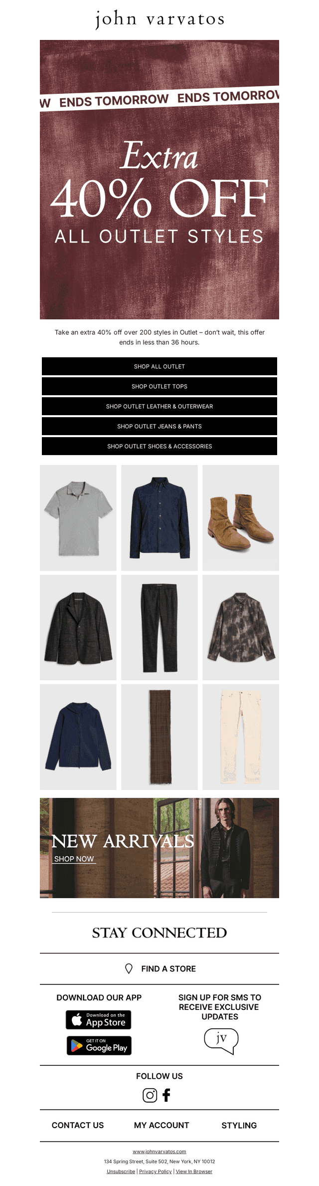 Extra 40% Off Outlet: Ends Tomorrow
