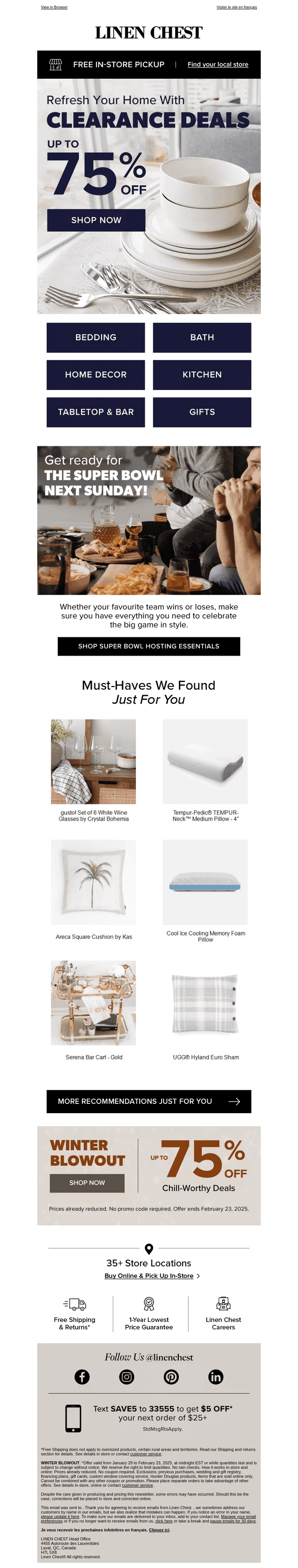 Linen Chest email from Sun, Feb 2, 2025