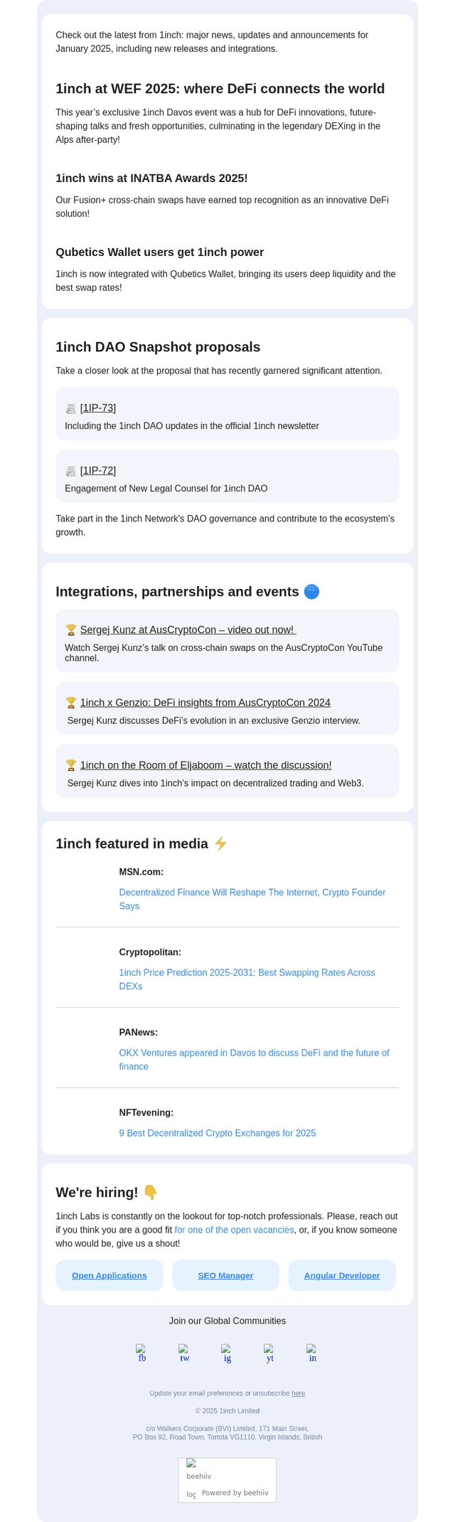 📊 1inch January recap