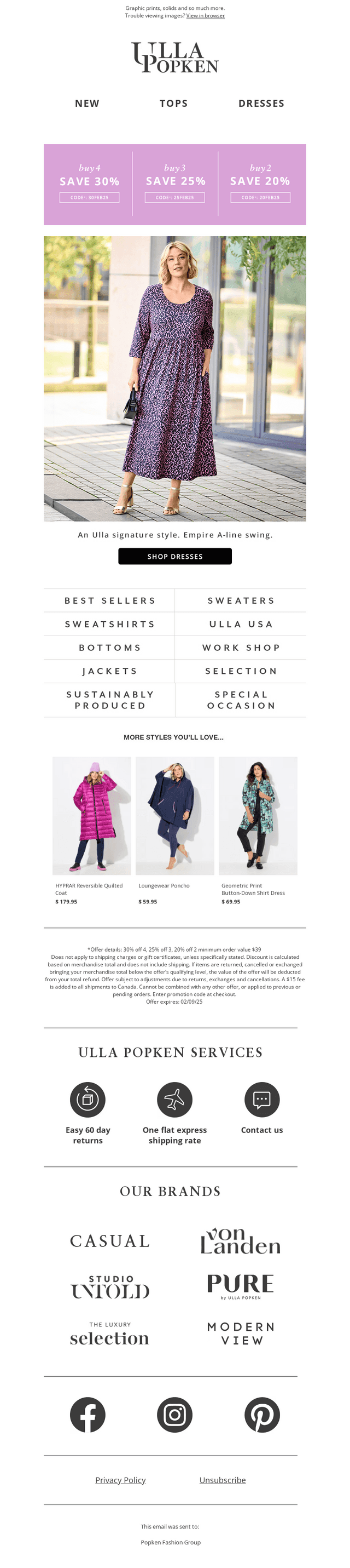 Dresses starting at $15 plus an additional 30% off