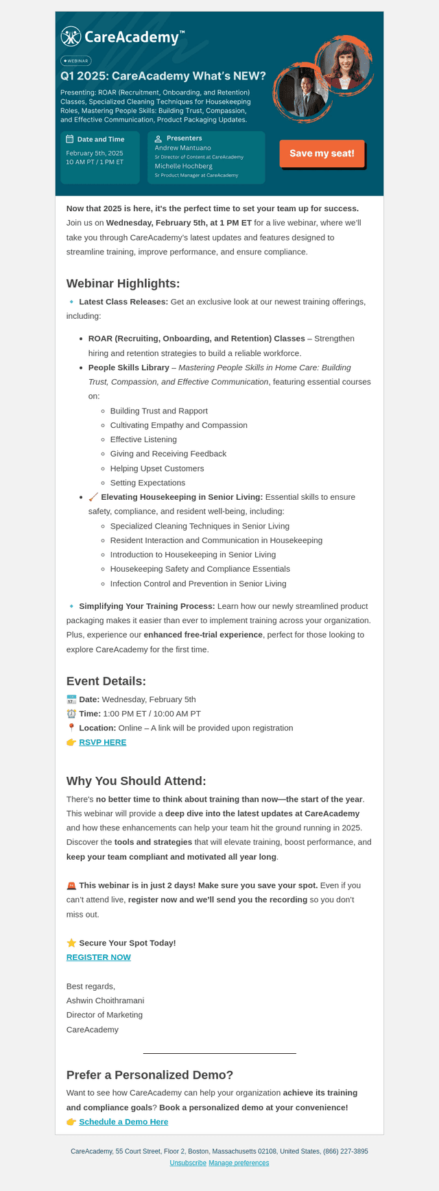CareAcademy email from Mon, Feb 3, 2025