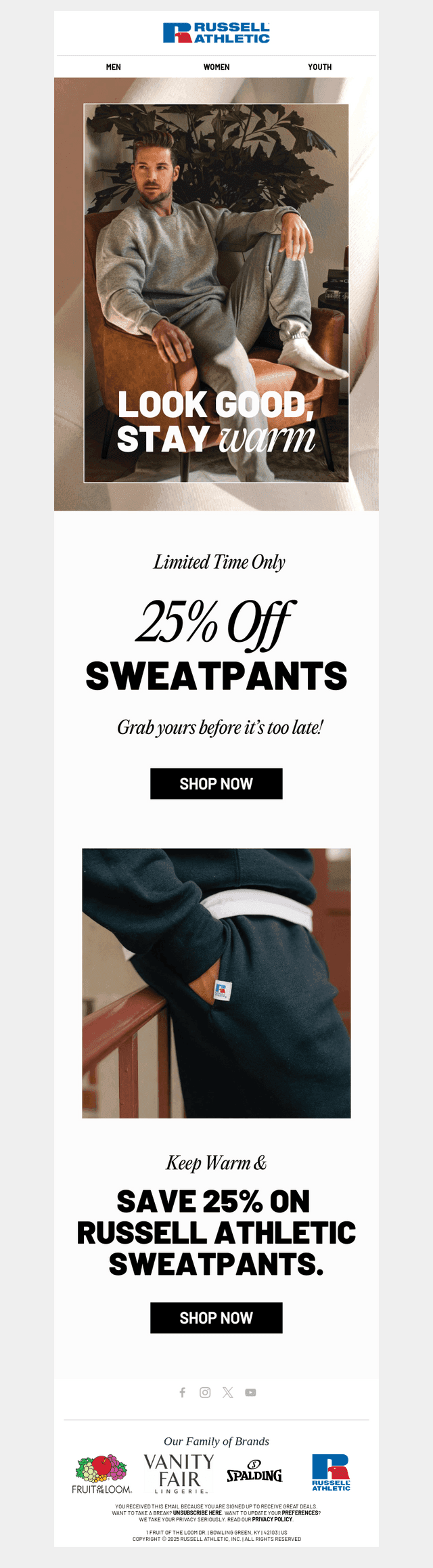 Keep Warm & Save 25% off Sweatpants!