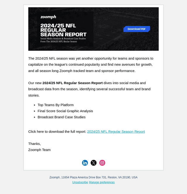 2024/25 NFL Regular Season Report - Zoomph