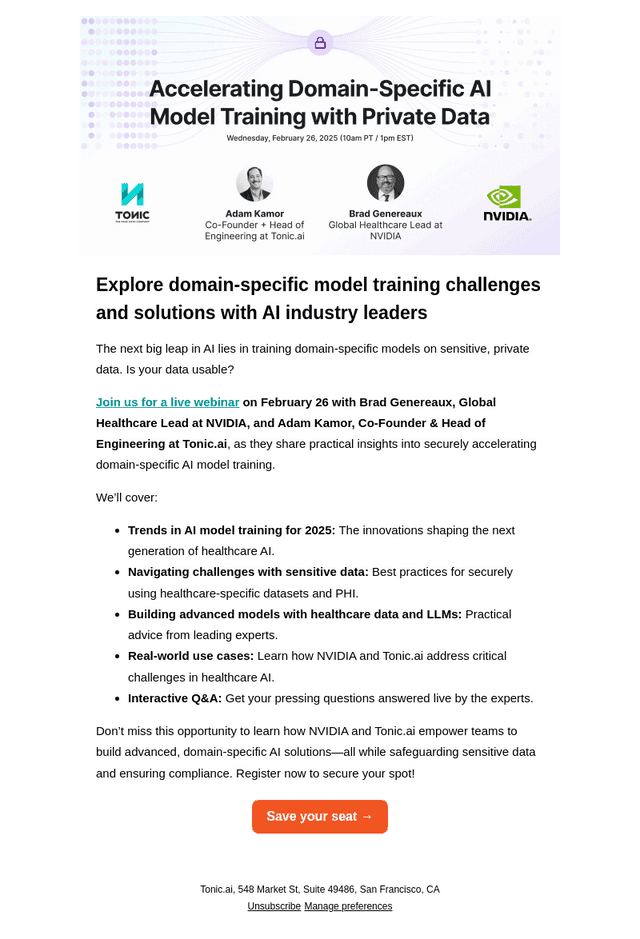 Join NVIDIA & Tonic.ai: Accelerating AI model training with private data