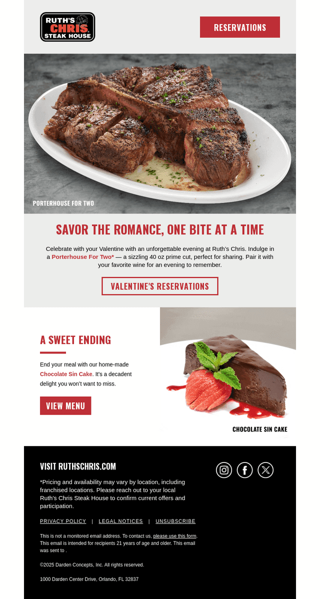 Ruth's Chris email from Tue, Feb 4, 2025