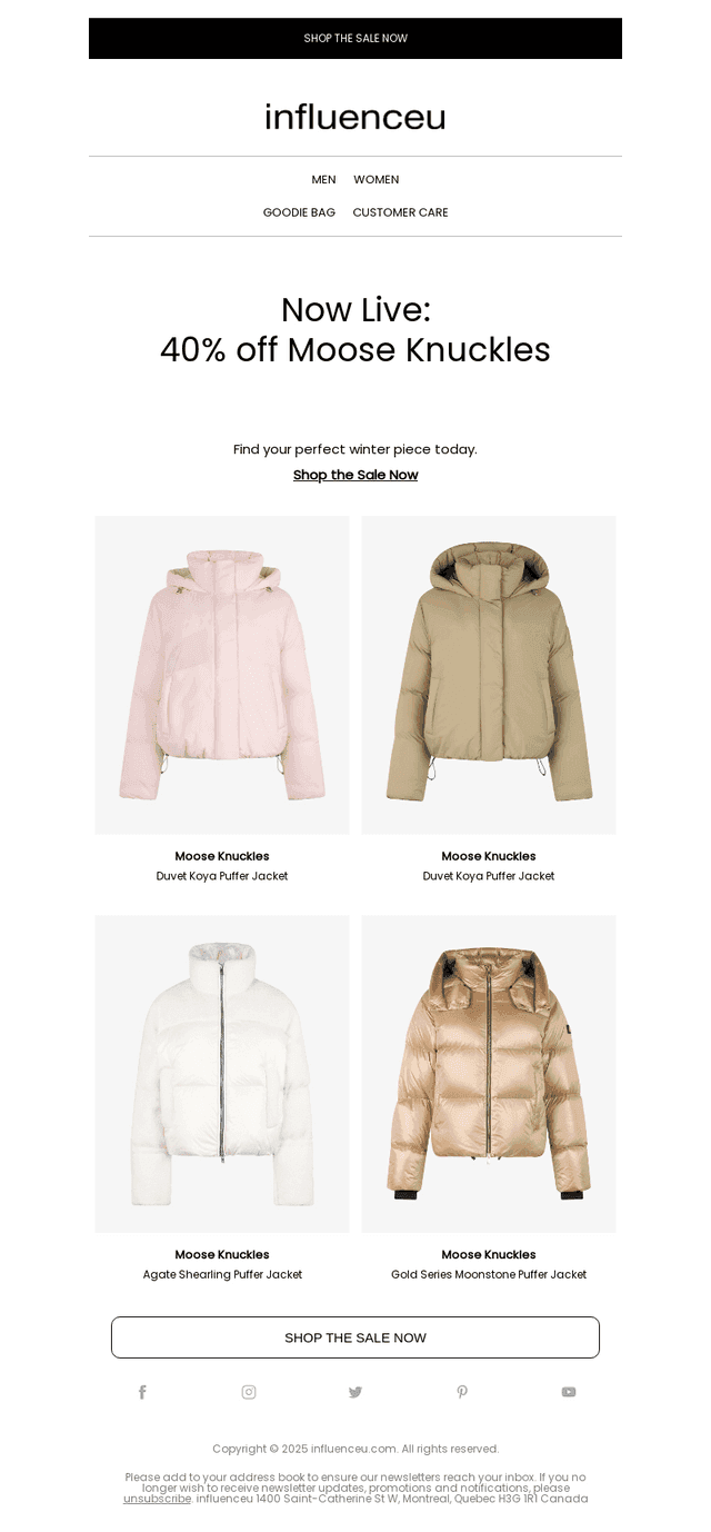 Don't wait: 40% off all Moose Knuckles!