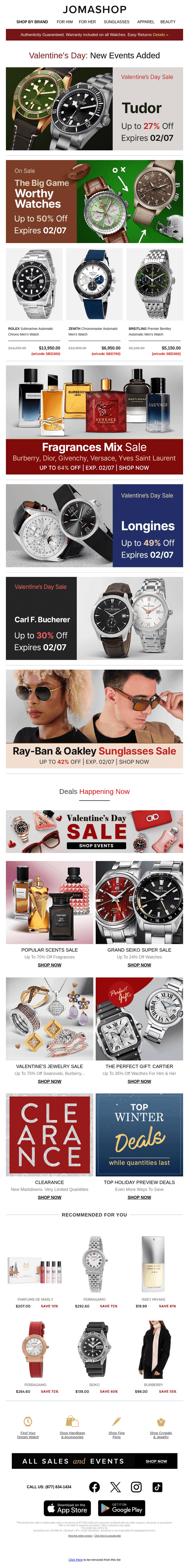 Jomashop email from Wed, Feb 5, 2025