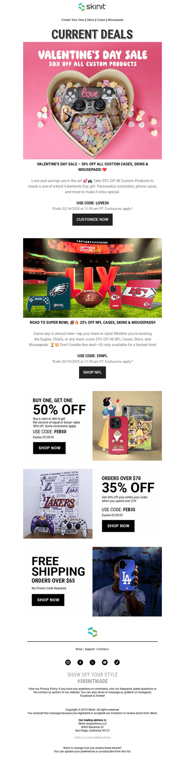 Skinit email from Wed, Feb 5, 2025