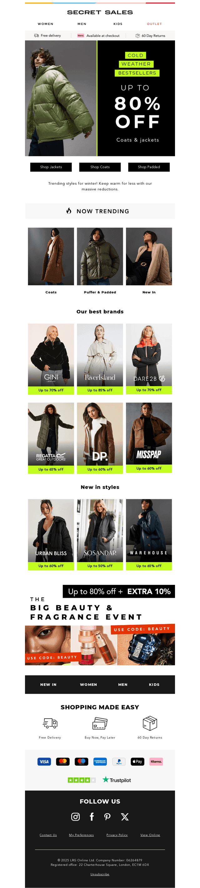 Up to 80% off essential coats & jackets