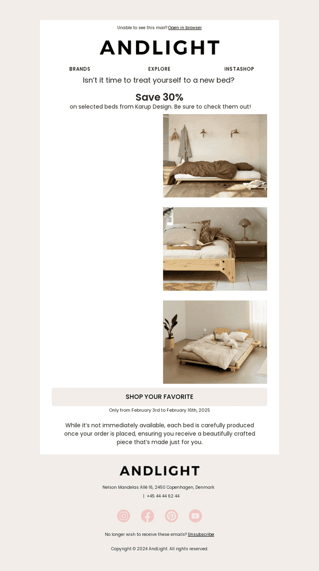 Save 30% on select beds from Karup Design!☁