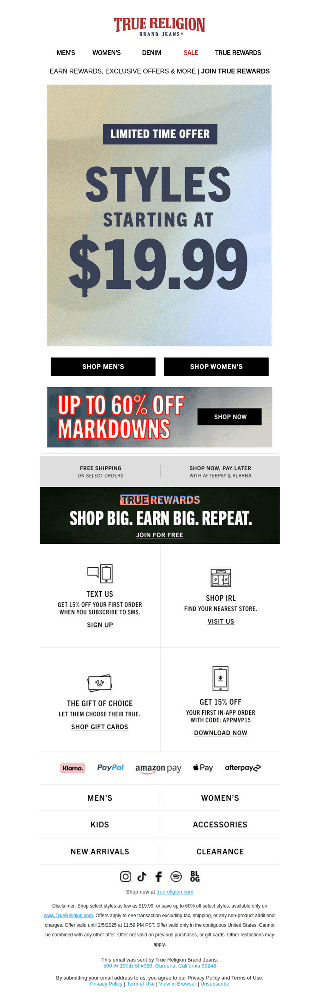 LIMITED TIME OFFER: $19.99+ STYLES