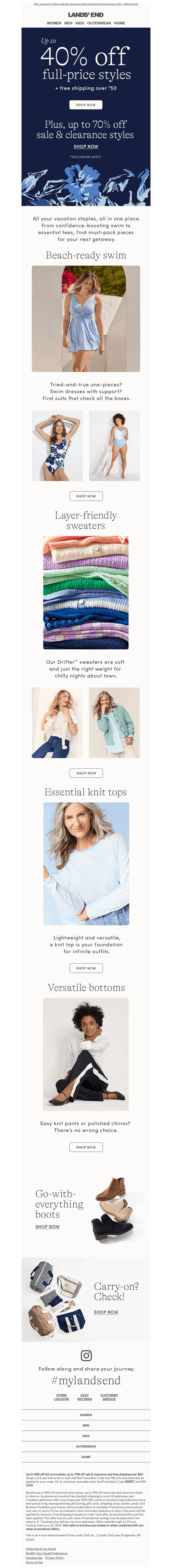 Up to 40% off getaway-ready styles