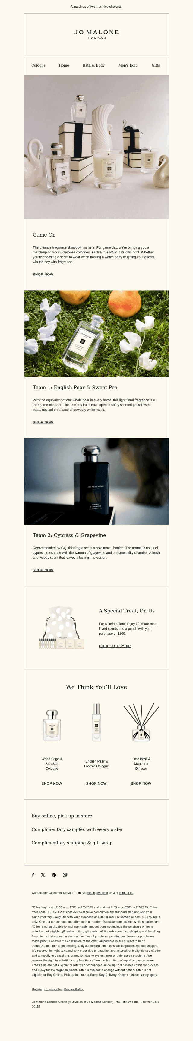 Winning game day fragrances