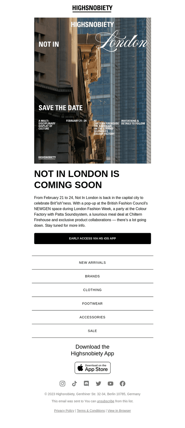 Highsnobiety email from Thu, Feb 6, 2025