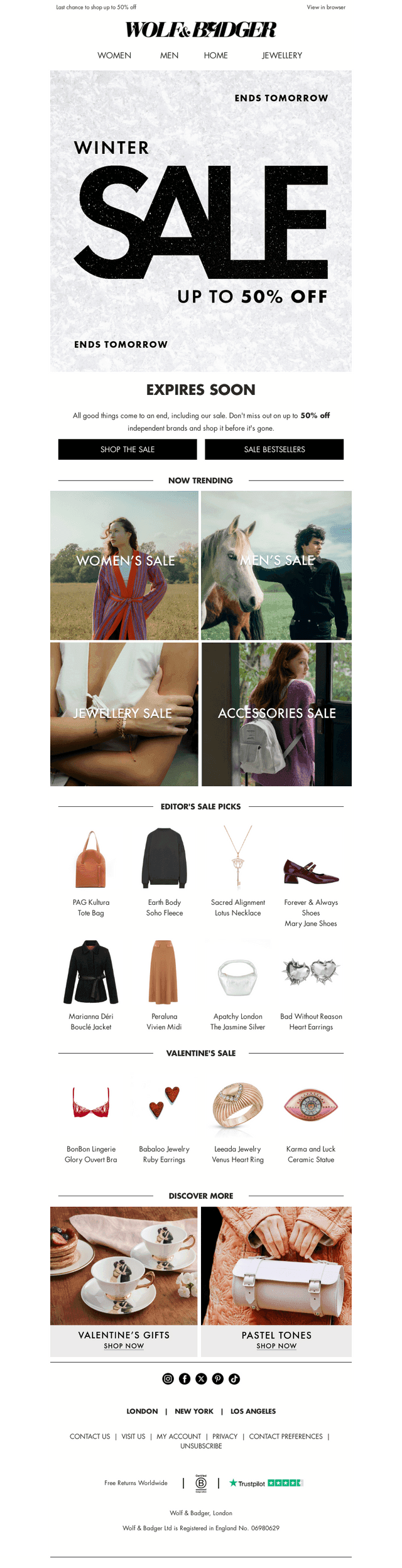 SALE ENDS TOMORROW. BE QUICK!