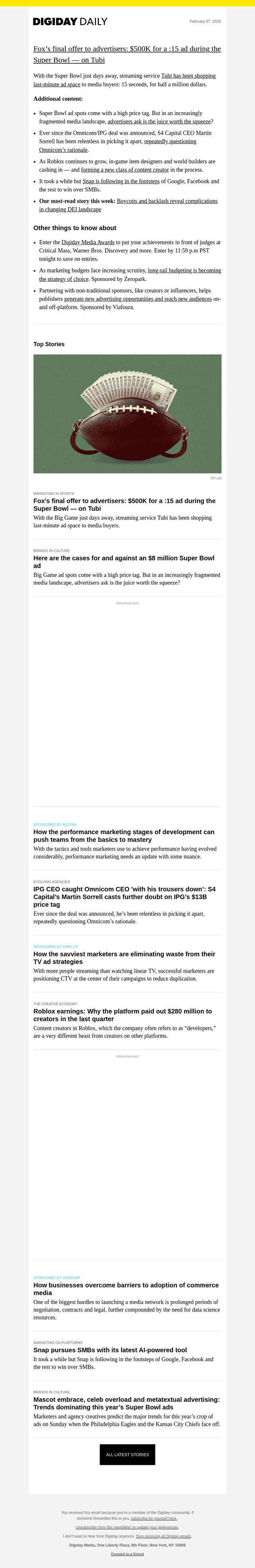 Digiday email from Fri, Feb 7, 2025