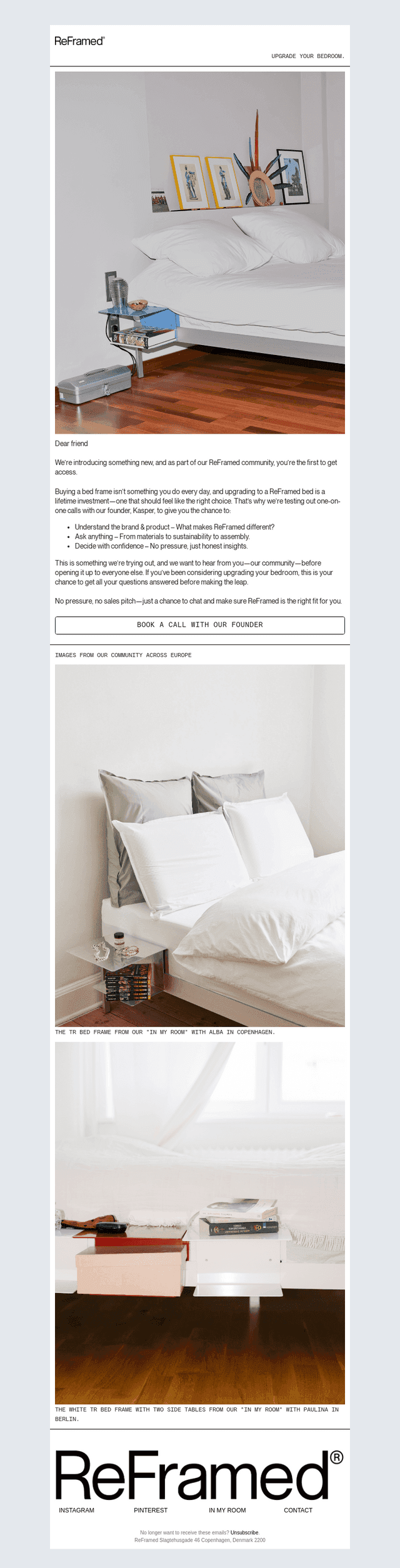Thinking About a ReFramed Bed? Book 1:1 with our founder