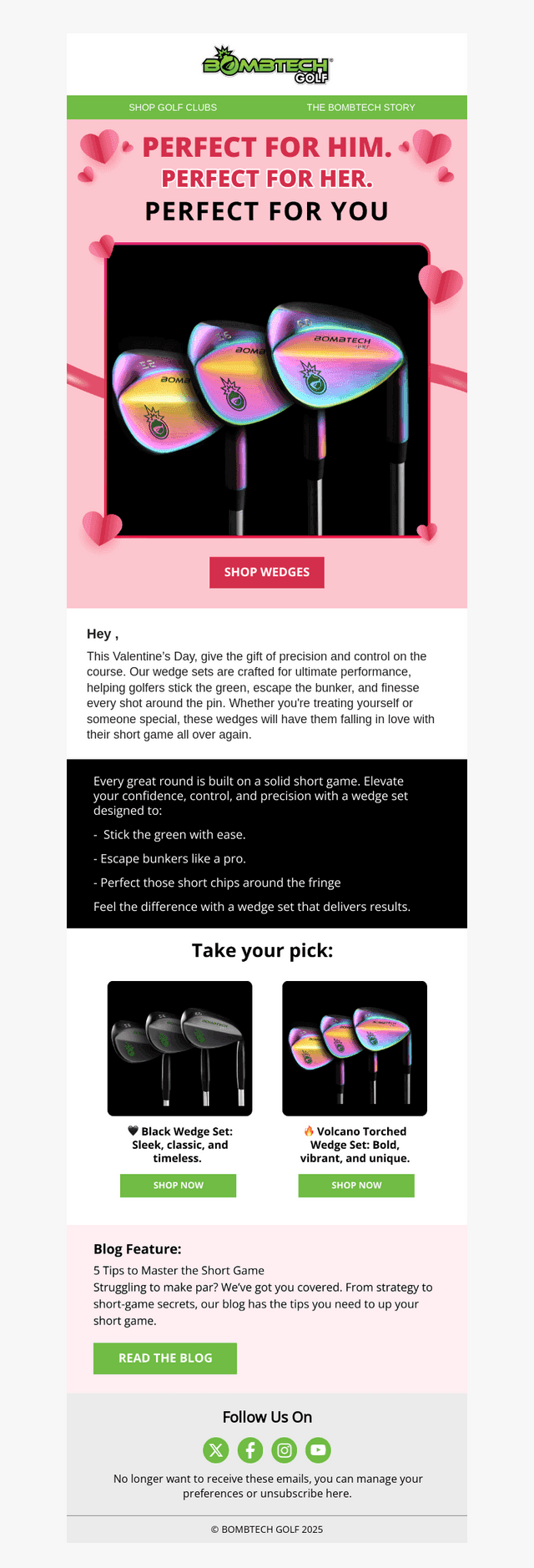 BombTech Golf email from Fri, Feb 7, 2025