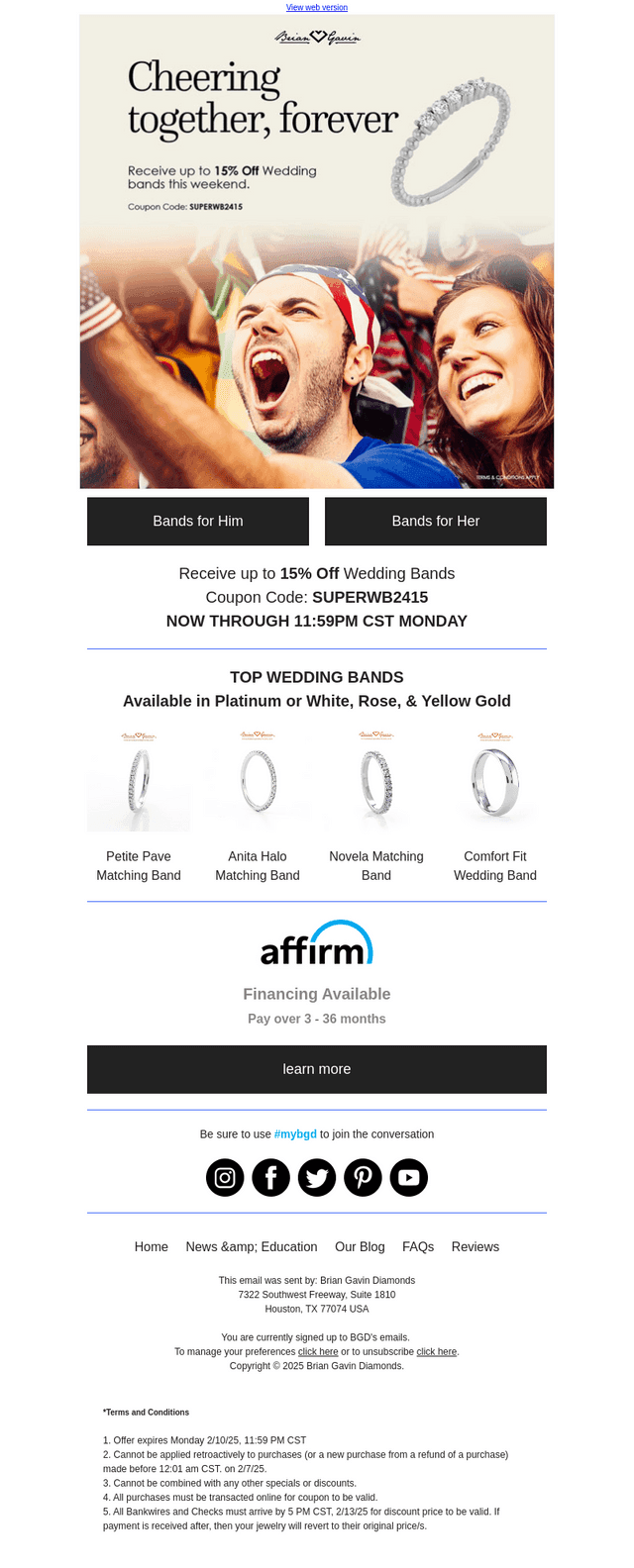 15% Off Wedding Bands - Super Weekend