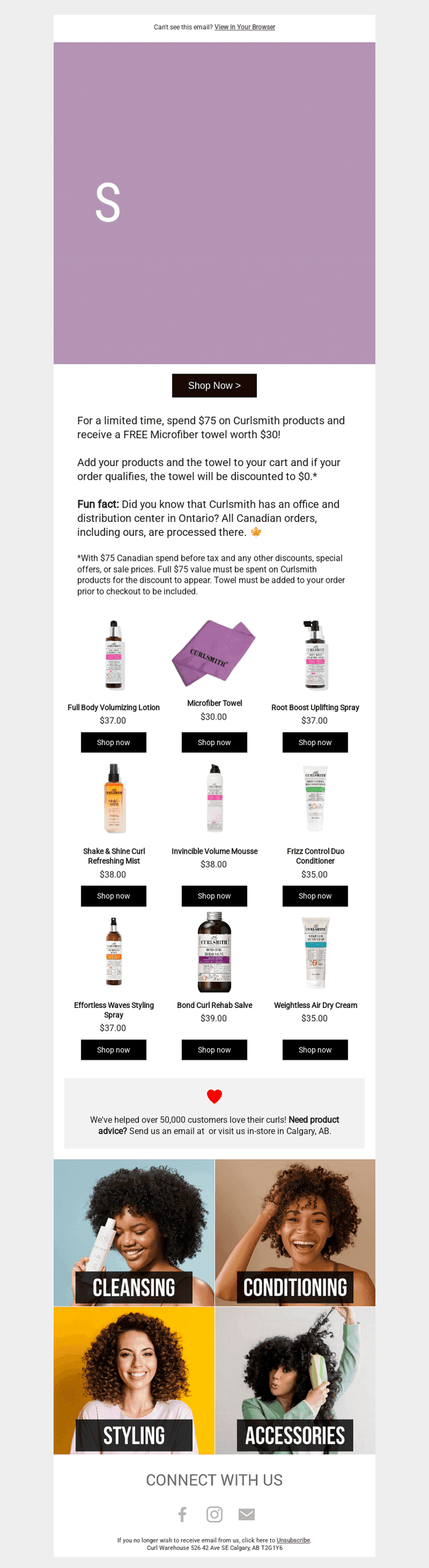 FREE Curlsmith Microfiber Towel with $75 Curlsmith Purchase!
